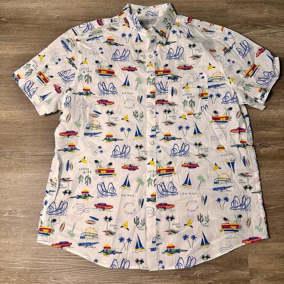 Original Penguin Road Trip Woven Shirt White Button Down Size Large Mens - Picture 1 of 5